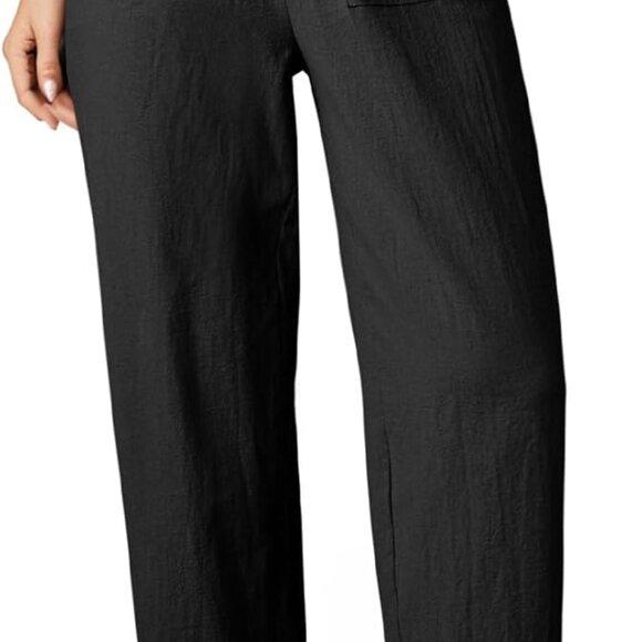 Linen Pants Women Casual Cotton Capri Pants High Waisted Harem Trouser Summer Sl - Picture 1 of 6